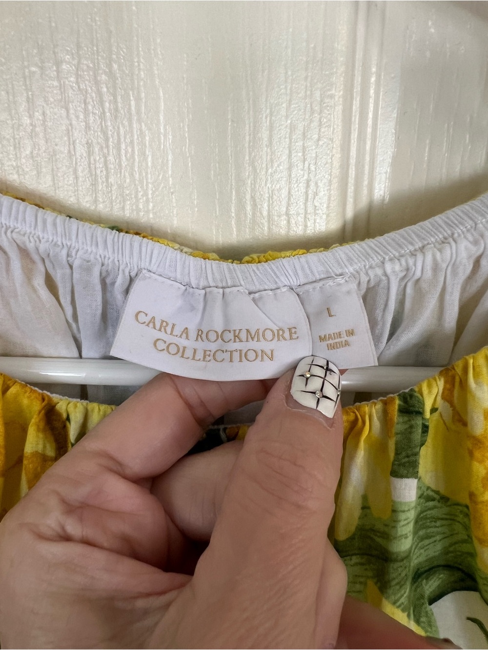 Carla Rockmore Collection Bubble Yellow Peony Floral Peasant Blouse Size Large - Picture 2 of 9